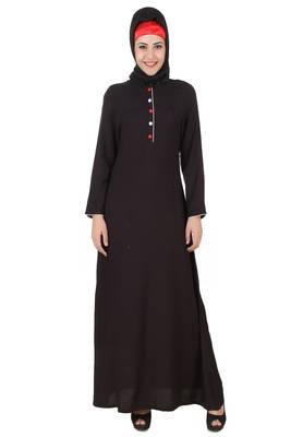 MyBatua Black Rayon Arabian Dailywear Islamic Muslim Long Abaya With Hijab 1