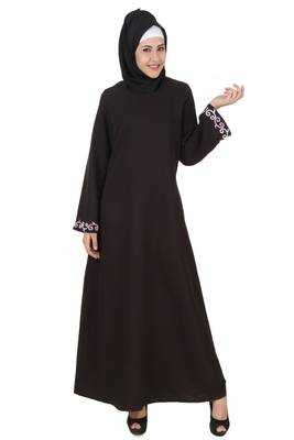 MyBatua Black Polyester Arabian Dailywear Islamic Muslim Long Abaya With Hijab 1