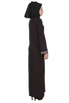 MyBatua Black Polyester Arabian Dailywear Islamic Muslim Long Abaya With Hijab