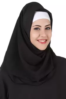 MyBatua Black Polyester Arabian Dailywear Islamic Muslim Long Abaya With Hijab