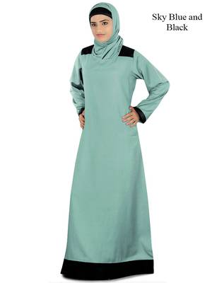 MyBatua Blue Rayon Arabian Dailywear Islamic Muslim Long Abaya With Hijab 1