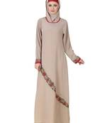 MyBatua Grey Polyester Arabian Dailywear Islamic Muslim Long Abaya With Hijab