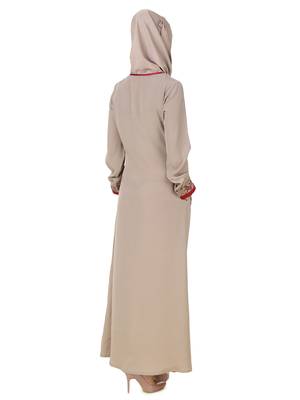 MyBatua Grey Polyester Arabian Dailywear Islamic Muslim Long Abaya With Hijab 2