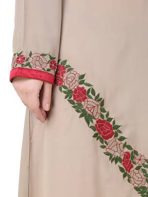 MyBatua Grey Polyester Arabian Dailywear Islamic Muslim Long Abaya With Hijab 3