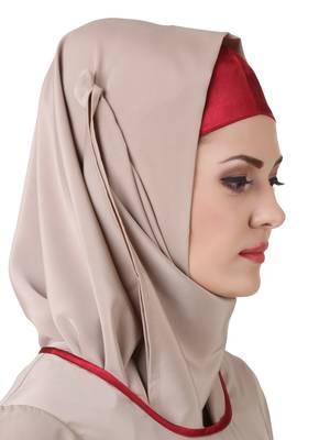 MyBatua Grey Polyester Arabian Dailywear Islamic Muslim Long Abaya With Hijab 4
