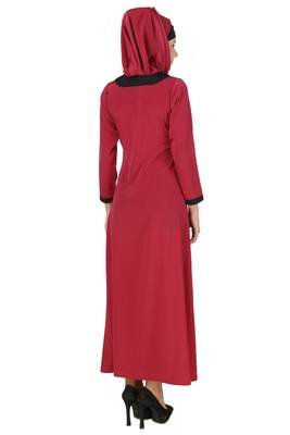 MyBatua Pink Polyester Arabian Dailywear Islamic Muslim Long Abaya With Hijab 2