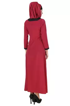 MyBatua Pink Polyester Arabian Dailywear Islamic Muslim Long Abaya With Hijab