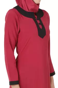 MyBatua Pink Polyester Arabian Dailywear Islamic Muslim Long Abaya With Hijab