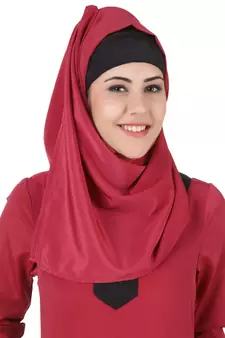 MyBatua Pink Polyester Arabian Dailywear Islamic Muslim Long Abaya With Hijab