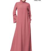 MyBatua Pink Polyester Arabian Dailywear Islamic Muslim Long Abaya With Hijab