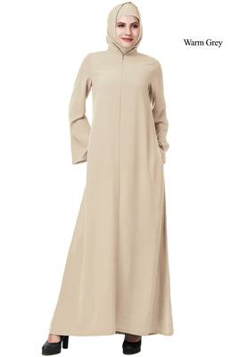 MyBatua Grey Polyester Arabian Dailywear Islamic Muslim Long Abaya With Hijab 1