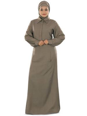 MyBatua Beige Rayon Arabian Dailywear Islamic Muslim Long Abaya With Hijab 1