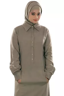 MyBatua Beige Rayon Arabian Dailywear Islamic Muslim Long Abaya With Hijab