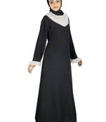 MyBatua Black Polyester Arabian Dailywear Islamic Muslim Long Abaya With Hijab