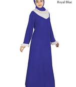 MyBatua Blue Polyester Arabian Dailywear Islamic Muslim Long Abaya With Hijab