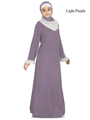 MyBatua Purple Polyester Arabian Dailywear Islamic Muslim Long Abaya With Hijab 1
