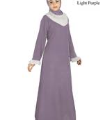 MyBatua Purple Polyester Arabian Dailywear Islamic Muslim Long Abaya With Hijab