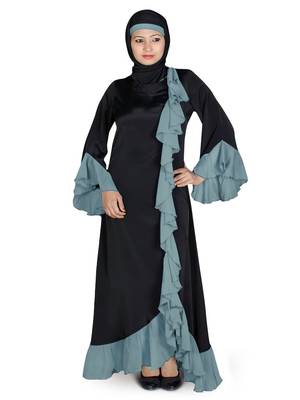 MyBatua Multicolor Polyester Arabian Dailywear Islamic Muslim Long Abaya With Hijab 1