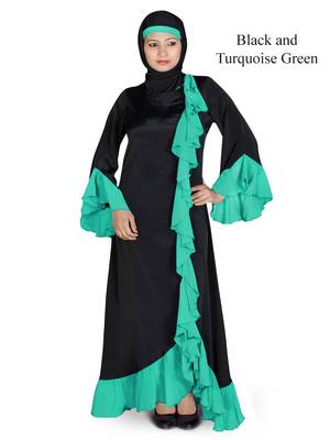 MyBatua Multicolor Polyester Arabian Dailywear Islamic Muslim Long Abaya With Hijab 1