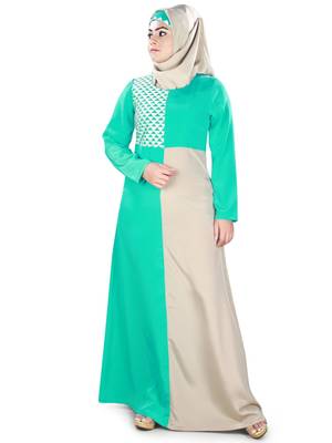 MyBatua Multicolor Polyester Arabian Dailywear Islamic Muslim Long Abaya With Hijab 1