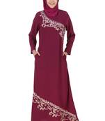 MyBatua Pink Polyester Arabian Dailywear Islamic Muslim Long Abaya With Hijab