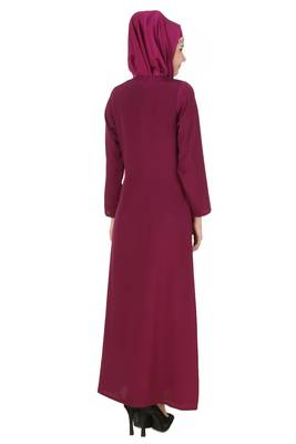 MyBatua Pink Polyester Arabian Dailywear Islamic Muslim Long Abaya With Hijab 2