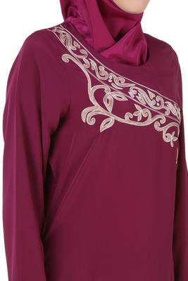 MyBatua Pink Polyester Arabian Dailywear Islamic Muslim Long Abaya With Hijab 3