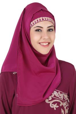 MyBatua Pink Polyester Arabian Dailywear Islamic Muslim Long Abaya With Hijab 4
