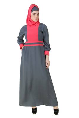 MyBatua Multicolor Polyester Arabian Dailywear Islamic Muslim Long Abaya With Hijab 1