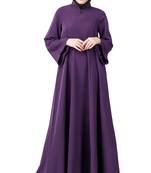 MyBatua Purple Polyester Arabian Dailywear Islamic Muslim Long Abaya With Hijab