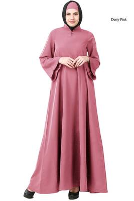 MyBatua Pink Polyester Arabian Dailywear Islamic Muslim Long Abaya With Hijab 1