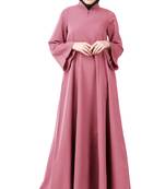 MyBatua Pink Polyester Arabian Dailywear Islamic Muslim Long Abaya With Hijab
