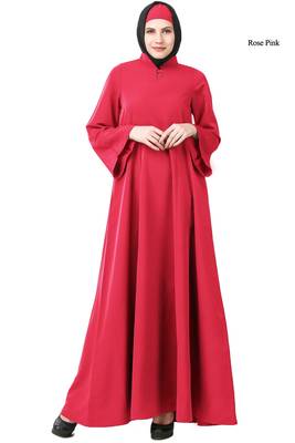 MyBatua Pink Polyester Arabian Dailywear Islamic Muslim Long Abaya With Hijab 1
