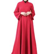 MyBatua Pink Polyester Arabian Dailywear Islamic Muslim Long Abaya With Hijab