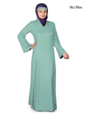 MyBatua Blue Rayon Arabian Dailywear Islamic Muslim Long Abaya With Hijab 1