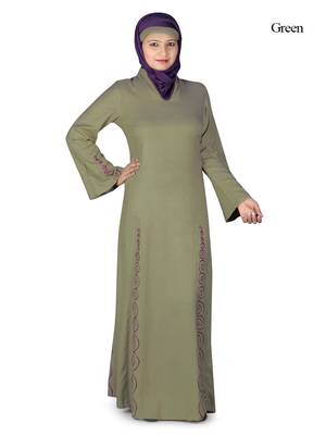 MyBatua Green Rayon Arabian Dailywear Islamic Muslim Long Abaya With Hijab 1