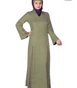 MyBatua Green Rayon Arabian Dailywear Islamic Muslim Long Abaya With Hijab