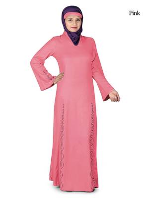 MyBatua Pink Rayon Arabian Dailywear Islamic Muslim Long Abaya With Hijab 1