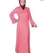 MyBatua Pink Rayon Arabian Dailywear Islamic Muslim Long Abaya With Hijab