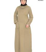 MyBatua Beige Cotton Arabian Dailywear Islamic Muslim Long Abaya With Hijab