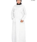 MyBatua White Cotton Arabian Dailywear Islamic Muslim Long Abaya With Hijab