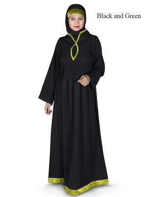 MyBatua Black Polyester Arabian Dailywear Islamic Muslim Long Abaya With Hijab 1