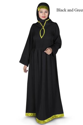 MyBatua Black Polyester Arabian Dailywear Islamic Muslim Long Abaya With Hijab