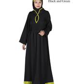 MyBatua Black Polyester Arabian Dailywear Islamic Muslim Long Abaya With Hijab