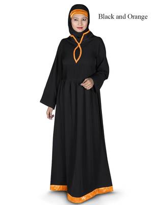 MyBatua Black Polyester Arabian Dailywear Islamic Muslim Long Abaya With Hijab 1