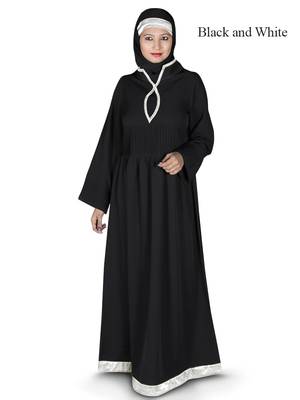 MyBatua Black Polyester Arabian Dailywear Islamic Muslim Long Abaya With Hijab 1