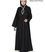 MyBatua Black Polyester Arabian Dailywear Islamic Muslim Long Abaya With Hijab