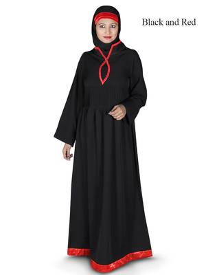MyBatua Black Polyester Arabian Dailywear Islamic Muslim Long Abaya With Hijab 1