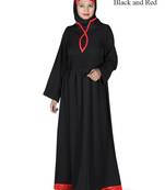 MyBatua Black Polyester Arabian Dailywear Islamic Muslim Long Abaya With Hijab
