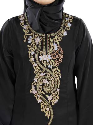 MyBatua Black Polyester Arabian Dailywear Islamic Muslim Long Abaya With Hijab 2